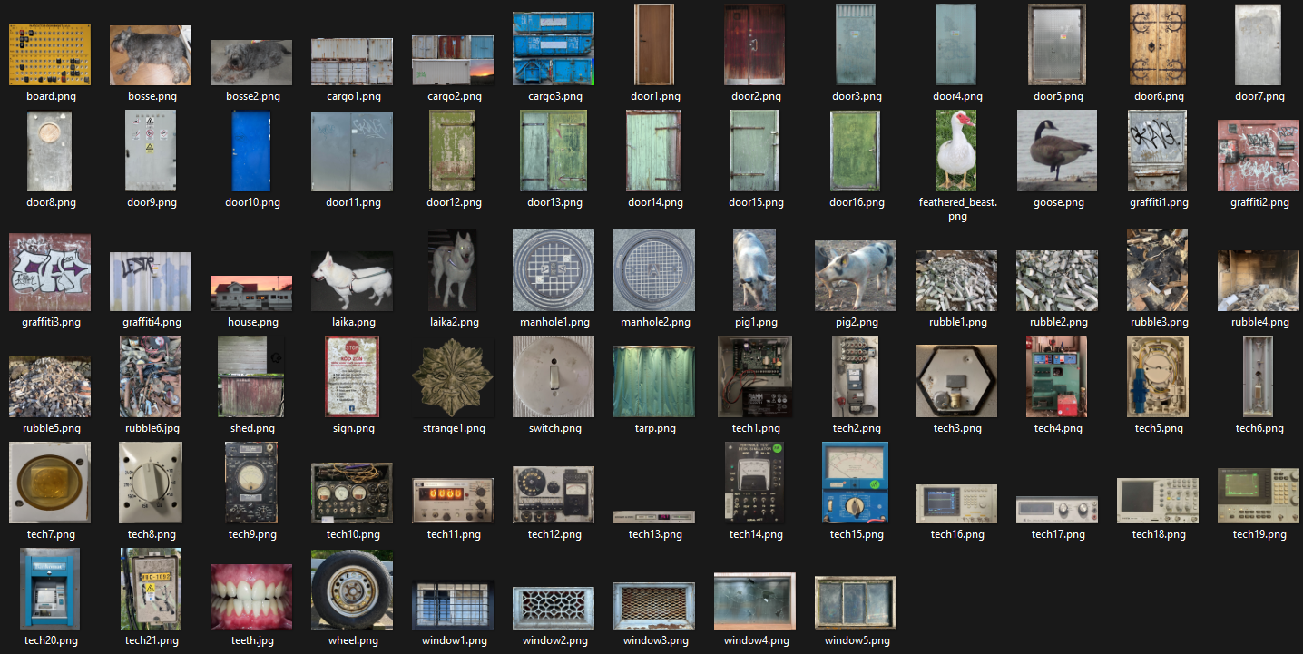 A screenshot showing off all phototextures from WRAD textures.